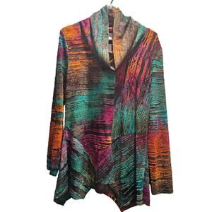 NWT Feratelli Textured Knit Asymmetrical Hem Boho Cardigan M Y2K Inspired